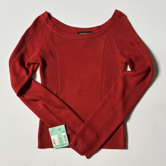 NWT Nordstrom Takeout Fire Engine Red Sweater Small Slim Fit 2% Spandex Pullover - Picture 1 of 12